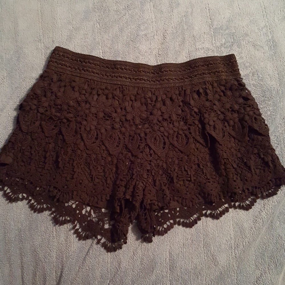 Black crochet shorts